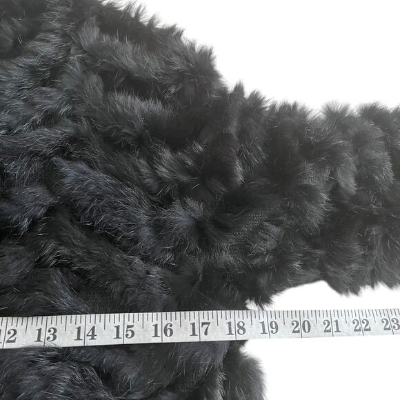 Metric Knits Fur Collection Black Rabbit Fur Chevron Mob Wife Coat Size Large - Picture 9 of 10